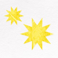 Yellow sparkling star shape, paper collage element psd