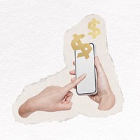 Online trading and money transfer on smartphone collage element psd