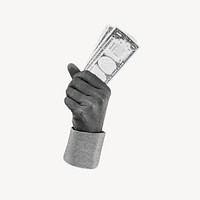 Hand carrying dollar bills vector