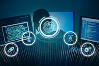 Hacker cracking a fingerprint scanning system