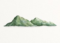 Green mountain background, watercolor spring nature illustration