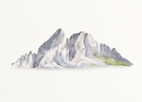 Watercolor mountain background, spring nature illustration