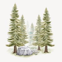 Watercolor green forest, nature clipart vector