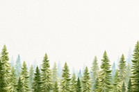 Watercolor nature background, pine forest border