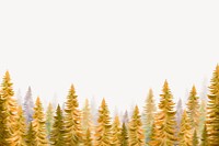 Autumn pine forest border, watercolor nature background vector