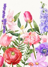 Watercolor flower background, colorful spring design