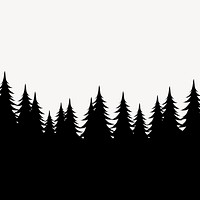 Silhouette pine forest background, nature illustration