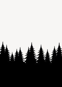 Pine forest silhouette, nature background illustration