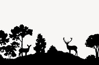 Silhouette nature background, deer in forest