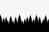 Nature silhouette clipart, black pine forest border psd