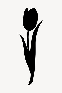 Silhouette tulip, spring flower collage element psd