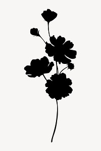 Flower silhouette, daisies branch illustration