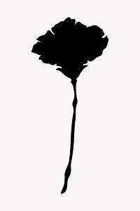 Flower silhouette, carnation collage element psd