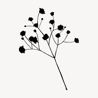 Flower silhouette, gypsophila collage element vector