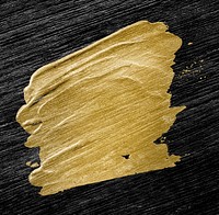 Metallic gold oil paint brush stroke texture on a black background