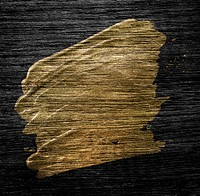 Metallic gold oil paint brush stroke texture on a black background