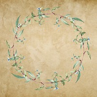 Botanical green wreath on a vintage paper vector