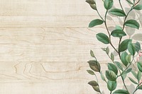 Floral brown wooden background illustration