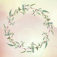 Botanical green wreath on a bokeh background vector