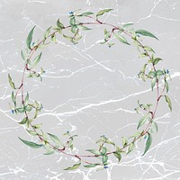 Botanical green wreath on a marble background vector