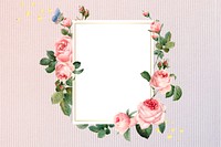 Floral rectangular frame on a fabric background illustration