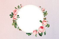 Floral round frame on a fabric background vector