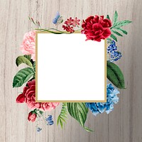 Floral square frame on a wooden background vector