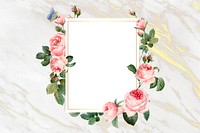 Floral rectangular frame on a marble background illustration
