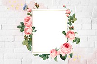 Floral rectangular frame on a brick wall illustration