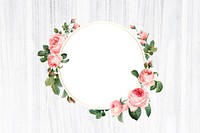 Floral round frame on a wooden background vector