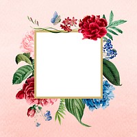 Floral square frame on a paper background illustration
