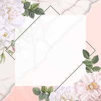 Frame on a marble background with musk rose illustration