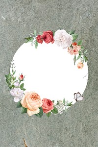 Floral frame on a stone vector