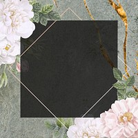 Frame on a marble background with musk rose illustration