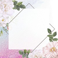 Frame on a fabric with musk rose illustration