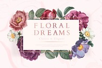 Floral dreams banner on a marble textured background vector