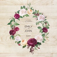Floral wreath on a wooden background vector