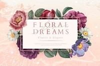 Floral dreams banner on a peach background illustration