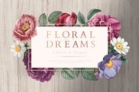 Floral banner on a wooden background vector
