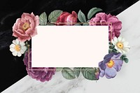 Floral banner on a marble textured background vector