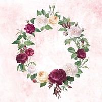 Floral wreath on a pink concrete wall vector