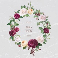 Floral wreath on a marble textured background vector