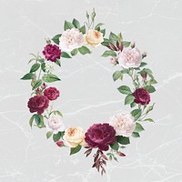 Floral wreath on a marble textured background illustration