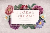 Floral dreams banner on a gray concrete wall illustration