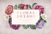 Floral dreams banner on a gray concrete wall vector