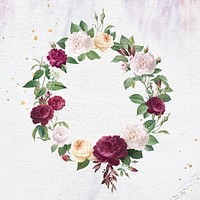 Floral wreath on a white concrete wall illustration