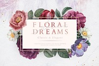 Floral dreams banner on a white concrete wall illustration