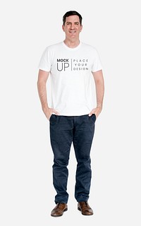 Happy man wearing a t-shirt mockup