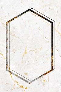 Hexagon frame on white marble textured background vector