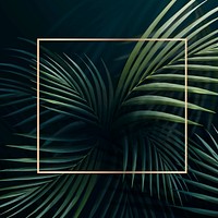Square golden frame on a tropical background vector